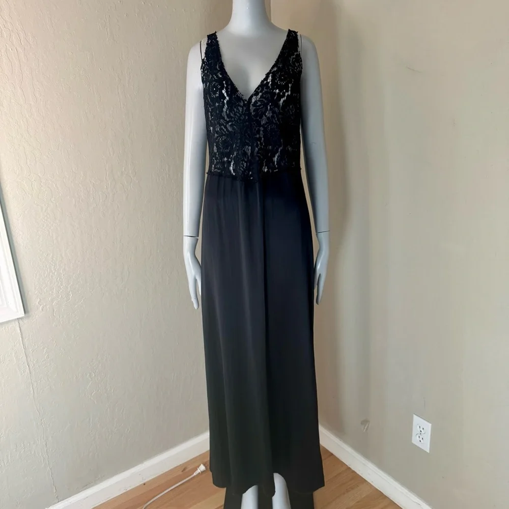 REFORMATION Aura Black Sheer Lace 100% Silk Slip Dress Maxi Size 8 - Picture 8 of 16